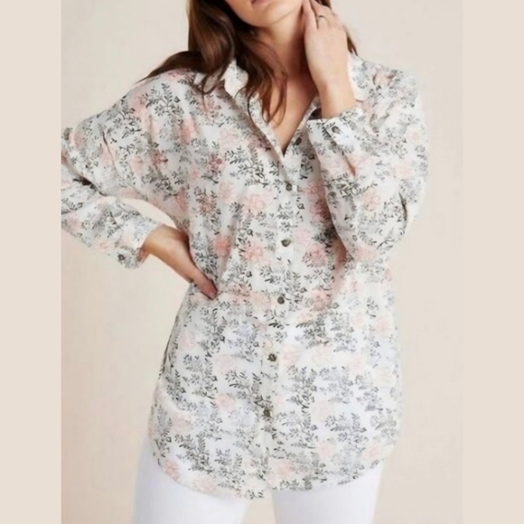 ANTHROPOLOGIE Enchanted Floral Button Down Top Cotton Embroidered Plus Size 2X - Picture 15 of 16